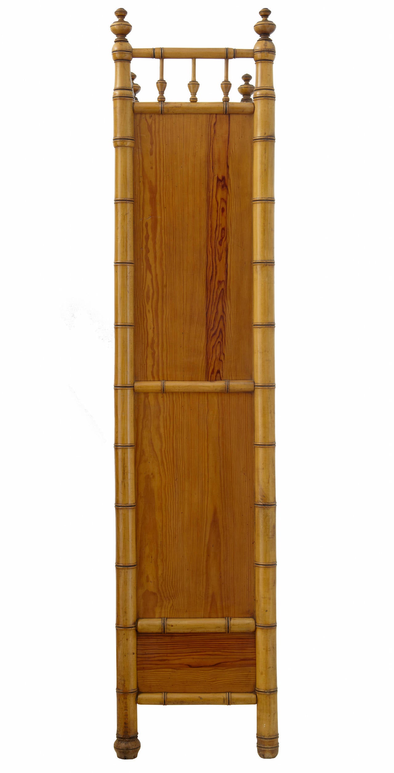 Aesthetic Movement 19th Century French Carved Faux Bamboo Pine Wardrobe Cupboard