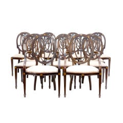 Antique SET OF 12 SHERATON STYLE DINING CHAIRS CIRCA 1860
