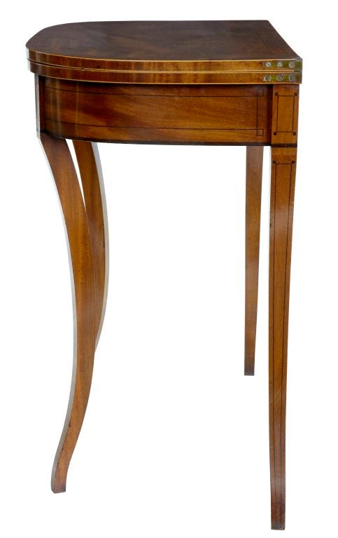 19th Century Sabre Leg Card Table Boxwood And Tulipwood