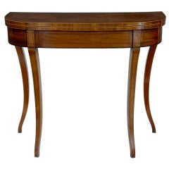 19th Century Sabre Leg Card Table Boxwood And Tulipwood