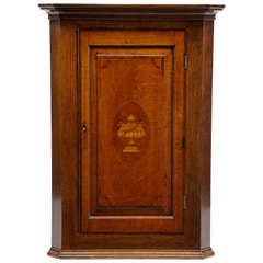 19th Century Antique Oak Wall Corner Cupboard