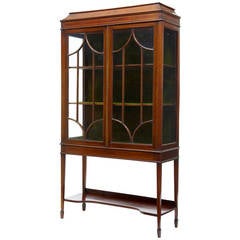 Antique 19th Century Inlaid Mahogany Astral Glazed Display Cabinet