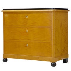 19th century swedish birch and ebonised chest of drawers