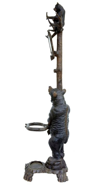 19th Century 2 Bear Hall Hatstand With Mirror