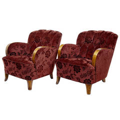 Pair of Art Deco Shell-Shaped Club Armchairs