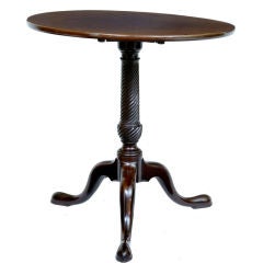 18th Century Mahogany Tripod Table Carved Stem 1760
