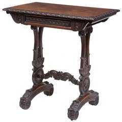 19th Century Anglo Indian Carved Rosewood Work Table