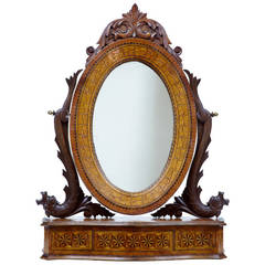 19th Century Swedish Parquetry Toilet Dressing Table Mirror