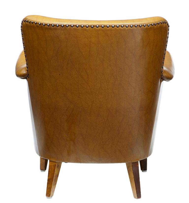 Swedish 20th Century Leather Club Armchair