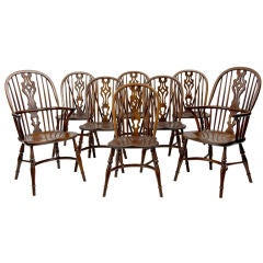 Set Of 8 Ash And Elm Windsor Dining Chairs