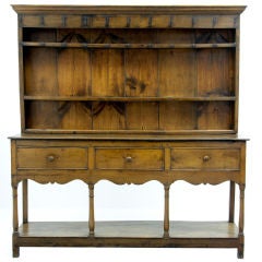 18th Century Solid Oak And Elm Dresser With Rack
