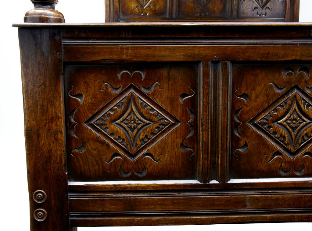 English Oak Carved Four Poster Bed 1