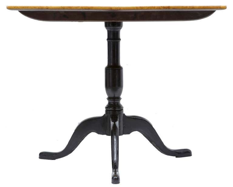 19th Century Swedish Birch Square Tilt-Top Table 1