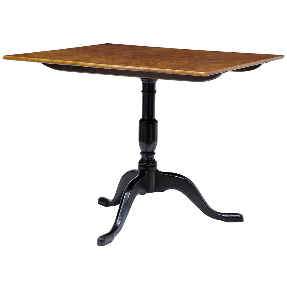 19th Century Swedish Birch Square Tilt-Top Table