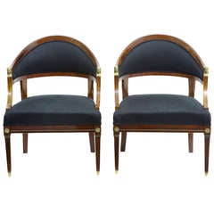 Pair of 19th Century Empire Mahogany Armchairs