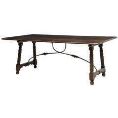 Antique 19th Century Spanish Oak Extending Side Dining Refectory Table