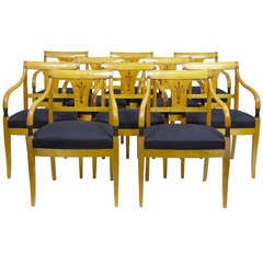 Superb Rare Set of Ten 19th Century Swedish Birch Armchairs 2