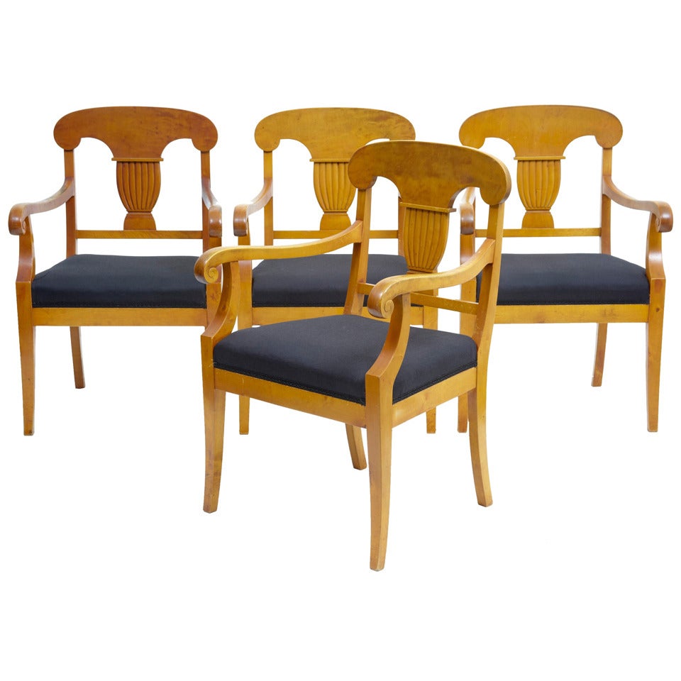 Set of Four 19th Century Birch Armchairs