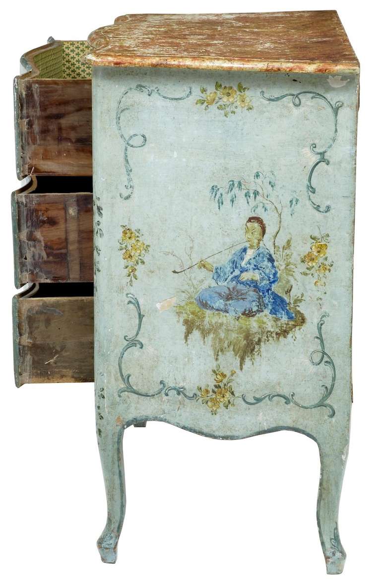 Rare 19th Century Venetian Painted Chest of Drawers In Good Condition In Debenham, Suffolk