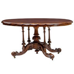 19th Century Victorian Walnut Loo Center Table