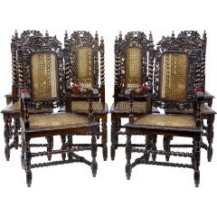 Set Of Ten Late Victorian Carved Oak Dining Chairs