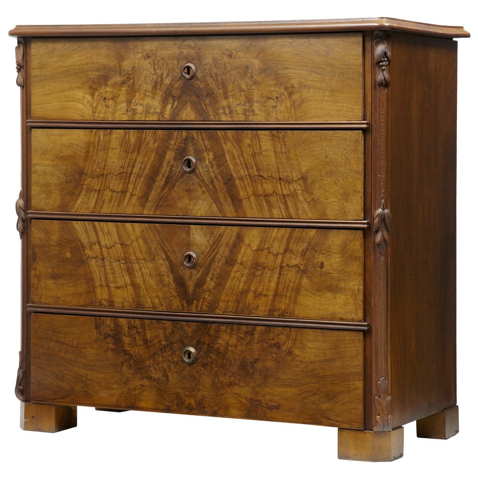19th Century Carved Walnut Chest of Drawers