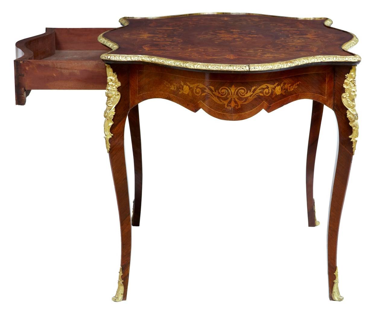 Victorian 19th Century French Inlaid Mahogany Kingwood Center Table