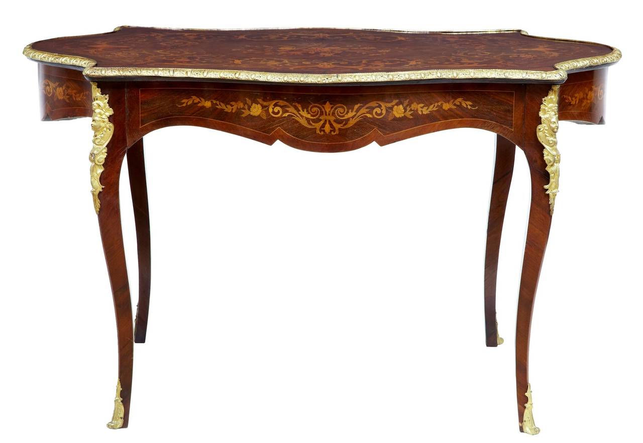 Inlay 19th Century French Inlaid Mahogany Kingwood Center Table
