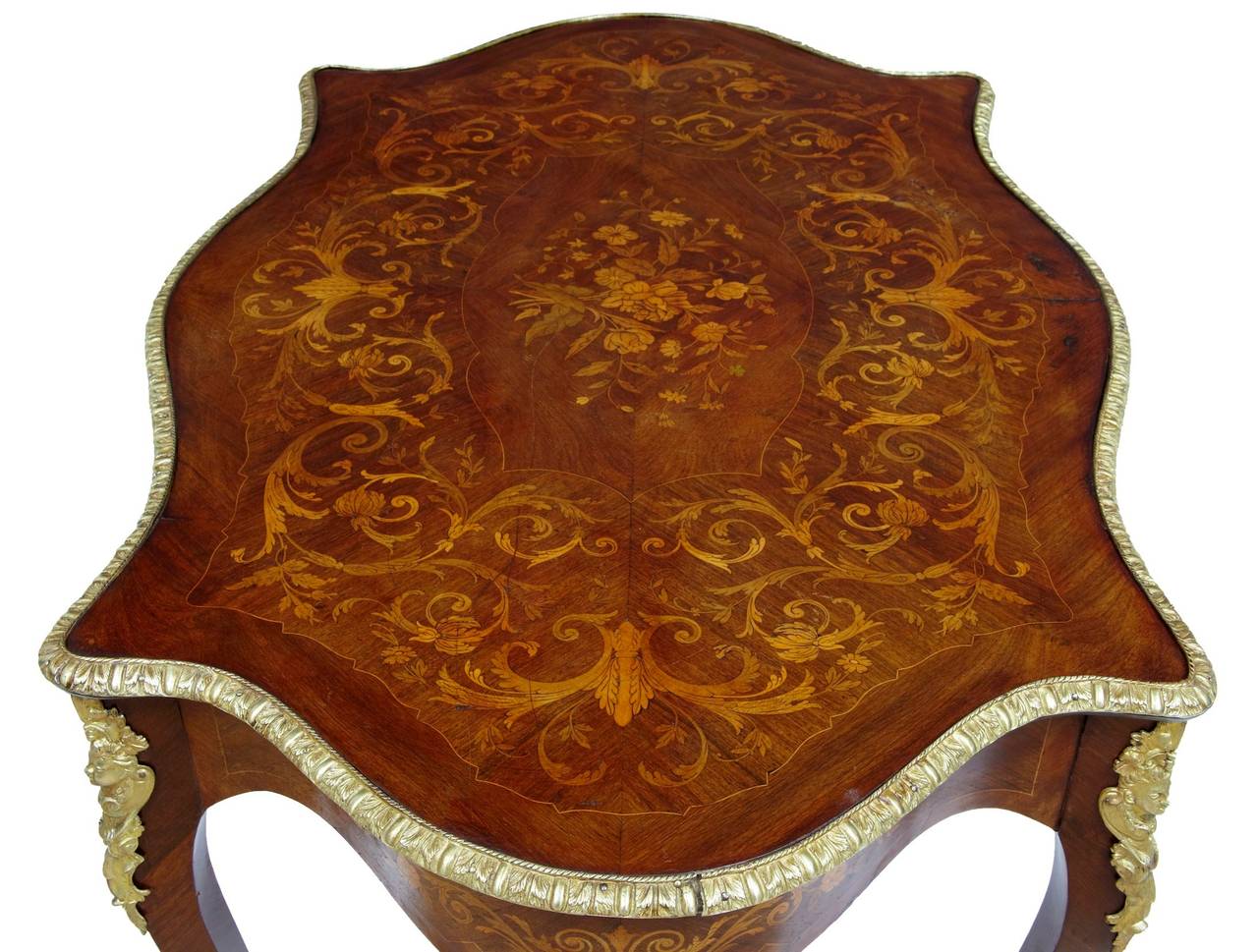 19th Century French Inlaid Mahogany Kingwood Center Table In Good Condition In Debenham, Suffolk