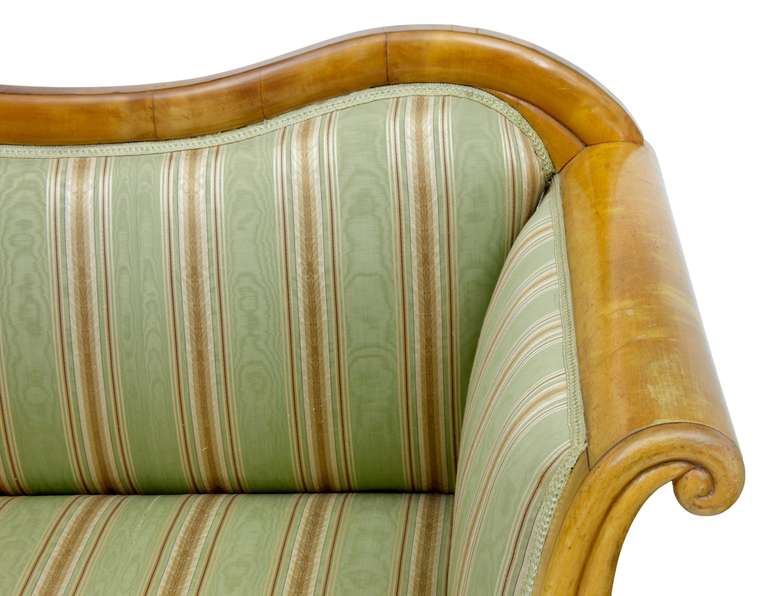 19th Century Swedish Birch Sofa Settee Cornucopia Carved 1