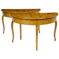 Early 20th Century Pair Of Birch Console Tables