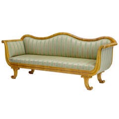 Antique 19th Century Swedish Birch Sofa Settee Cornucopia Carved
