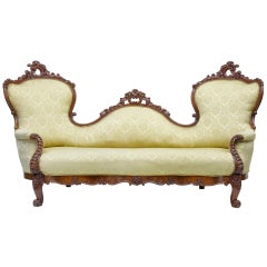 Antique 19th Century Carved Mahogany Victorian Sofa