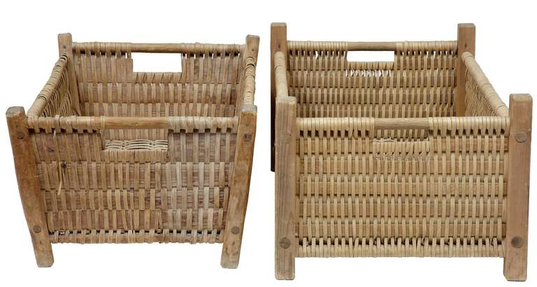 Here We Have 2 Similar Large Woven Baskets That Have Multiple Uses, Such As Laundry/log Bin Even A Pet Basket. 

Early 20th Century Swedish Examples In Good Condition. 

Height: 14 1/2