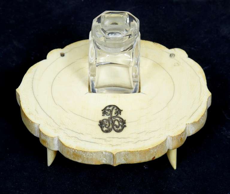English Early 19th Century Regency Ivory Ink Stand