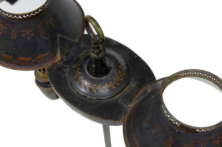 Hand-Painted Early 20th Century Swedish Toleware Lamp