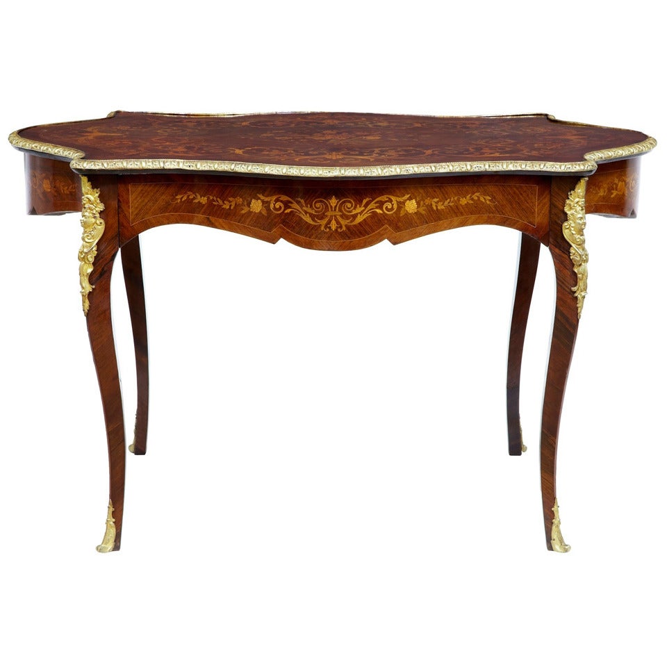 19th Century French Inlaid Mahogany Kingwood Center Table