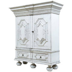 19th Century Painted Gothic Swedish Cabinet Cupboard