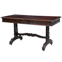 Stunning Anglo Indian Carved Rosewood Early 19th Century Library Table Desk