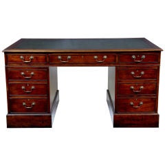 Used MAHOGANY PEDESTAL DESK WITH 9 DRAWERS CIRCA 1920