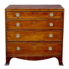 19th Century Mahogany 4 Drawer Inlaid Chest Of Drawers