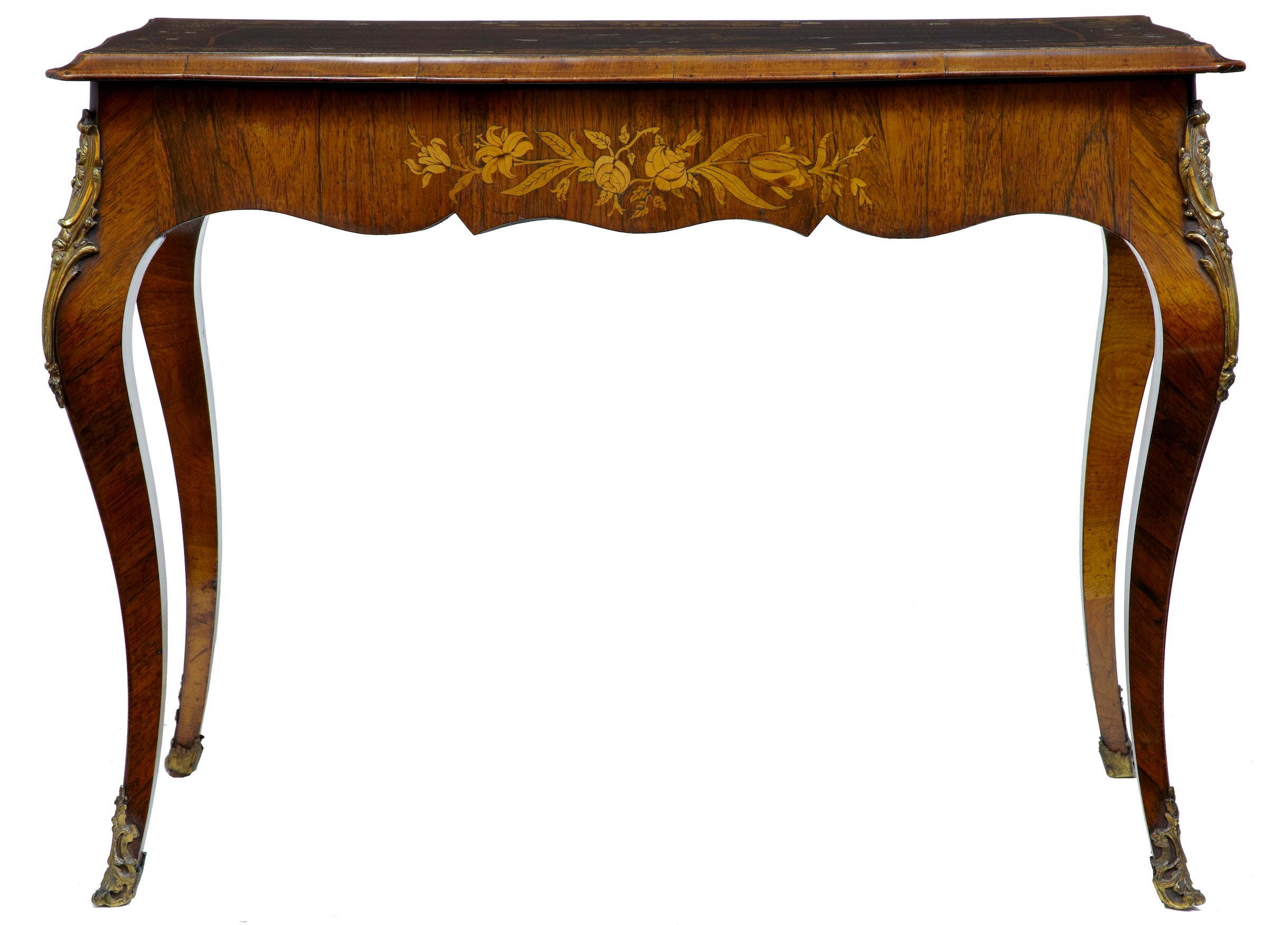 19th Century Antique Serpentine Inlaid Rosewood Center Table