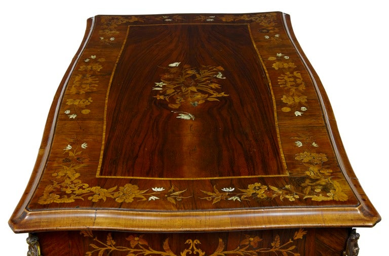 19th Century Antique Serpentine Inlaid Rosewood Center Table 2