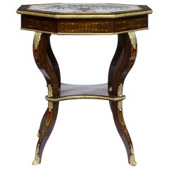 19th Century Antique Mahogany Italian Inlaid Marble Center Table