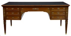 19th Century Antique French Mahogany Brass Decorated Desk