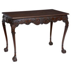 Early 20th Century Profusely Carved Mahogany Silver Table