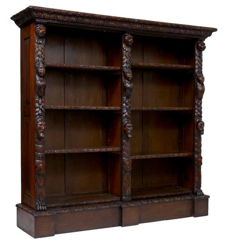 19th Century Antique Carved Oak Bookcase