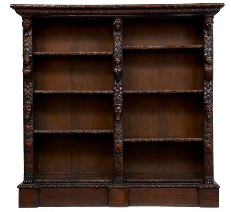19th Century Antique Carved Oak Bookcase In Excellent Condition In Debenham, Suffolk
