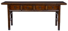 19th Century Antique Elm Dresser Base With 4 Drawers