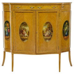 Late 19th Century Sheraton Revival Satinwood Inlaid and Painted Cabinet 1